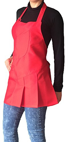 tessile astorino Arbetsförkläde - gratis broderi - uniform för frisör och estetiker, restauranger, kaféer, bartender - rengöringsförkläden - tillverkad i Italien, Färg: röd, One size