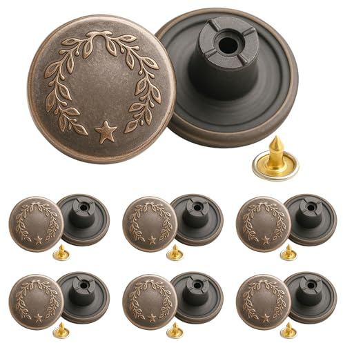 Trimming Shop 17mm Bronce Jeans Botones Uno Estrella con Broches Recambio Cierres para Chaquetas, Ropa,Pantalones,Costura Punto Manualidades, Adornos, Durable Y Fuerte, 8pcs - 50