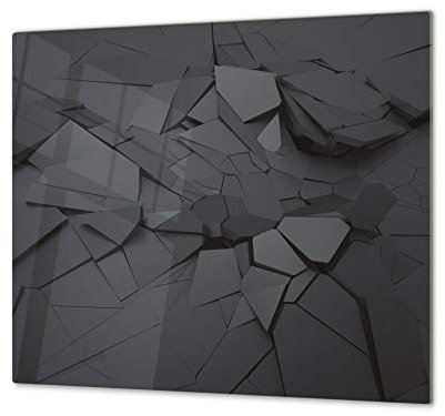 Tagliere da cucina in vetro e Copri-piano cottura a induzione – pezzo UNICO (60x52 cm) o DUE pezzi (30x52 cm ognuno); D10A Serie Textures A: Trama 16