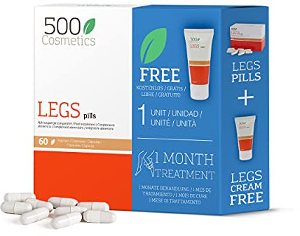 Packs 500Cosmetics Legs: Capsule + Crème naturelle pour prévenir et soulager les varices - Améliore la circulation sanguine et réduit l'enflure (1)