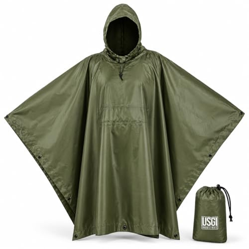 USGI Industries Military Style Tactical Ripstop Camo Rain Poncho