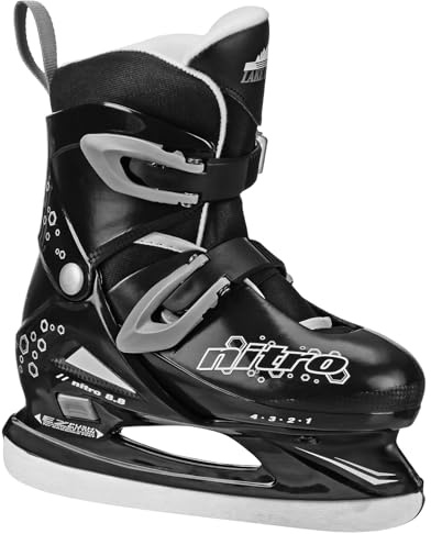 Lake Placid Boys Nitro 8.8 Adjustable Figure Ice Skate, Grey/Black, Large (4-7)