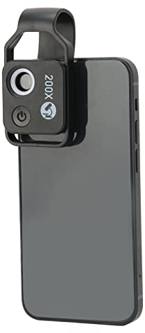 Microscopio para Teléfono de Bolsillo 200X, Lente de Fotografía Macro para Smartphone Profesional, Lente óptica de Cámara de Teléfono con Aumento de 200x HD para Fotografía Al Aire(sin CPL)