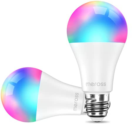 Meross Lampadina Smart con Led, Lampadina Alexa Dimmerabile, RGBWW, 9W E27, 2700-6500k, Lampada Compatibile Con Alexa, Google Home e Smartthings Decorazione Scenica, Festale, Natale, Matrimonio