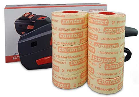 SET Contact Premium Datumsauszeichner 8.26 DT Focus inkl. 10 Rollen Preisetiketten - weiß permanent | Contact Preisauszeichner | HUTNER