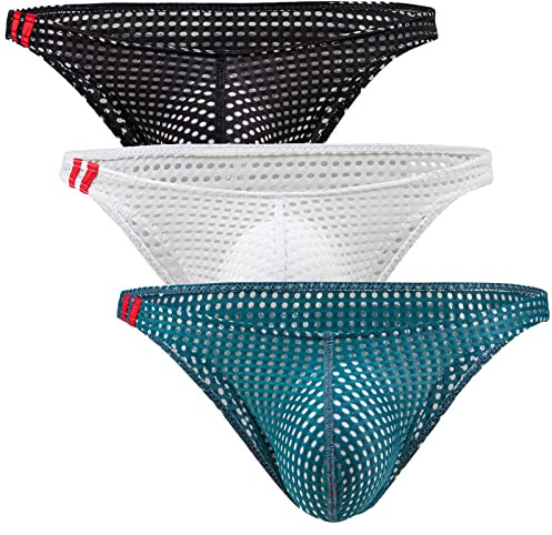 Panegy Lot de 3/4 Slip Homme sous Vetement Homme Slip Kangourou Homme Mini Slip Homme Homme Culotte en Maille 3Noir Size XXL