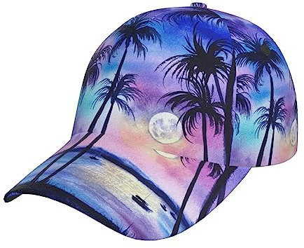 StOlmx Palm Tree Pattern Baseball Cap Adjustable Twill Bulk with Ponytail Hole Classic Dad Hat for Men Women Black