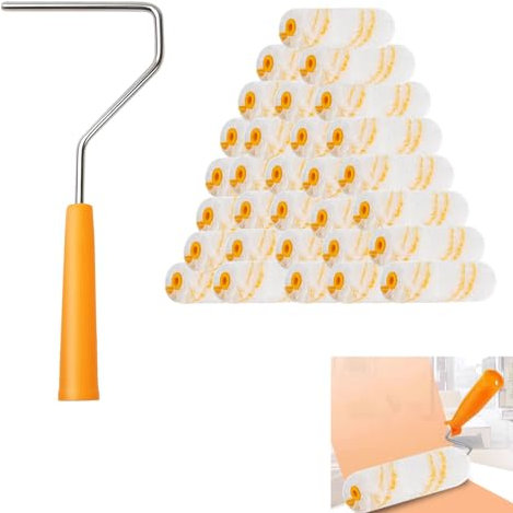 31pcs Paint Roller Set, Durable Mini Paint Rollers Frame for Painting Walls, Ceilings, Wood, Metal