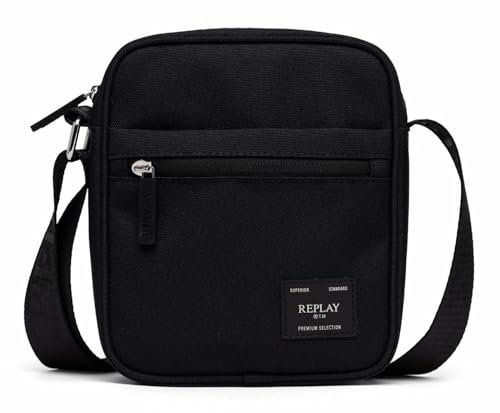 Replay Herren Umhängetasche mit Reißverschluss, Schwarz (Black 0098), Onesize