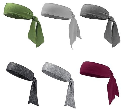 6 Stück Sport Stirnband Herren Stirnband Tennis Headband Laufen Stirnband Schweißband, Feuchtigkeit Wicking Haarband für Yoga, Tennis, Laufen, Basketball, Stirnbänder für Damen und Herren