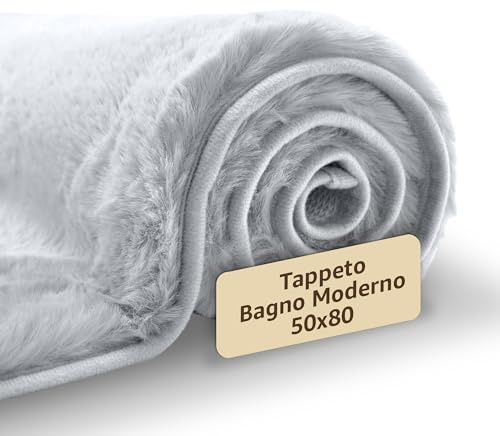 Sonit – Alfombra para la cama de 50 x 80 cm, gris, suave y antideslizante
