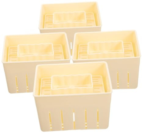 KICHOUSE Pressa Per Formaggio in Legno 4 Pezzi Stampo Per Tofu Domestico Compatto Strumento Manuale Per Pressare Tofu in Casa Accessorio Per Produzione Fai-da-te