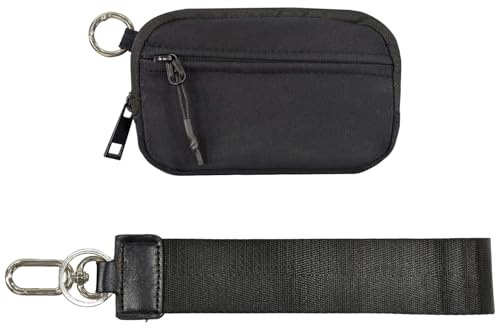Ikokei The Iris' plånbok 2:a gen, 6 × 3,6 tum Iris fickarmband, kortfodral med dragkedja med ID-fönster/handrem, svart