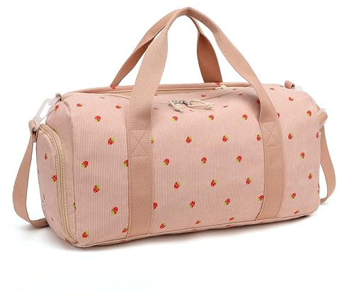 LOIDOU Sporttasche Reisetasche Damen Fitnesstasche mit großem Schuhfach Nassfach Sport Travel Bag Trainingstasche Frauen für Frauen Reisen Fitnessstudio Yoga (Rosa Erdbeere)