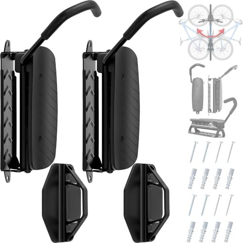 Hycline Fahrrad Wandhalterung Schwenkbare Fahrradständer - Wand Vertikaler Fahrradhalterung für Garage - Hält bis zu 30 kg 2 Stück