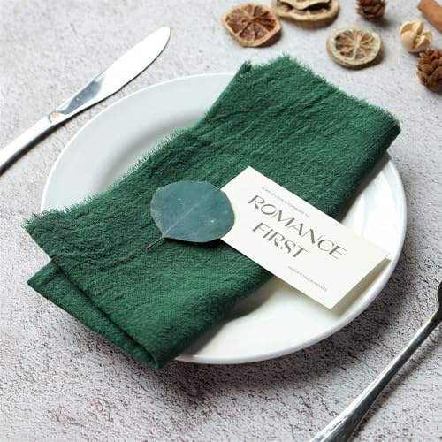 6 Pezzi Tovaglioli Stoffa 42 X 42cm Tovaglioli in Cotone Riutilizzabili Tovaglioli di Stoffa Morbidi e Confortevoli in Cotone con Frangia per la Decorazione Della Tavola, Matrimonio, Cena (Verde)