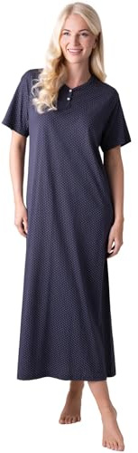 Camille Organic Cotton Women's Nightie - Navy Blue Dot 14-16