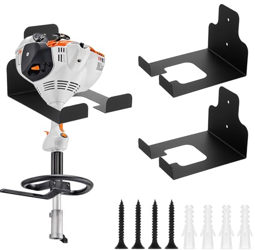 2 Pack Garage Organizer Trimmer Rack, Garden Power Tool Hanger Whackers Holder Wall Mounted for Grass Trimmer, Hedge Trimmers, Garage Trimmers, Garden Tool Organizers