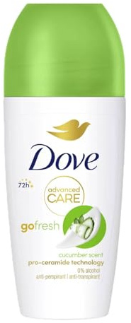 Dove Deodorante Roll-On Donna Advanced Care Go Fresh, Anti-traspirante 72H al Cetriolo, Senza Alcool, con Pro-Ceramide, 50ml (1)