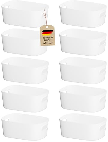 VMbathrooms Aufbewahrungsboxen mittelgroß 10er-Set Weiß Größe M BPA-frei