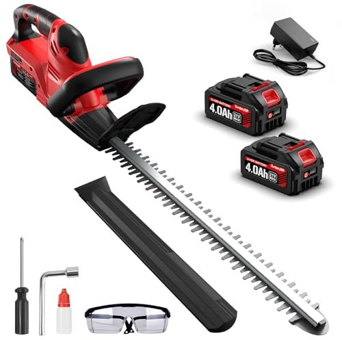 SundpeyPRO Tagliasiepi a Batteria 21V - 52cm Brushless Tagliasiepi Elettrico con 2 Batterie da 4.0Ah, 600W, Taglia Siepe Giardino con Lunghezza Lama 20Inch e Taglio Diametro 15.5mm, per Siepi, Arbusti