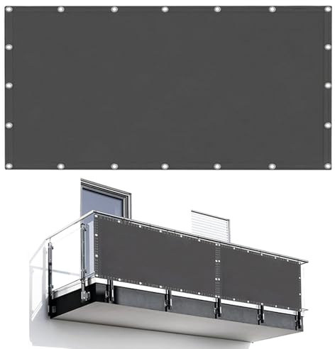 AJALGZ Balkon Sichtschutz 105x300cm 95% UV-Schutz Windschutz Balkonabdeckung Balkonbespannung mit Kabelbinder Und Kordel für Garten, Balkon, Terrasse&Geländer Balkonsichtschutz 105cm hoch, Anthrazit