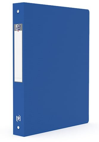 OXFORD Classeur Memphis A4 Dos 40mm 4 Anneaux Ronds Couverture Polypro Bleu