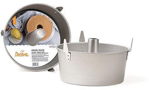 Decora 0062650 Stampo Angel Food Ø 25 X h 11 CM, Alluminio Anodizzato, Silver, Senza Punti di Saldatura, Design Professionale, Per realizzare una perfetta chiffon cake