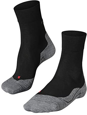 FALKE Herren Laufsocken RU4 Endurance Wool M So Wolle Funktionsmaterial antiblasen 1 Paar, Schwarz Black-Mix 3010, 46-48