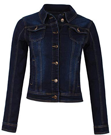 Fraternel Damjacka, jeansjacka, denimjacka, figursydd stretch, Mörkblå, L