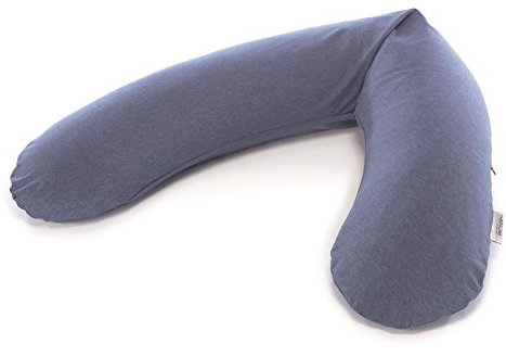 Das Original Theraline Stillkissen | 190 cm | Polyester Hohlfaser Füllung | inklusive Bezug Melange navyblau