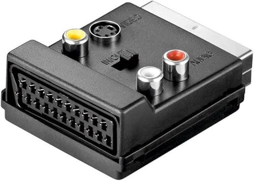 CABLEPELADO Adaptador Scart con selector de entrada/salida, Euroconector conmutable, Convertidor Scart conmutable macho-hembra, 2 x audio, 1 x Video, 1 x S-Video, Adaptador Euroconector