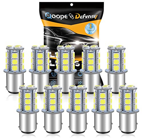 Defvnsy - Confezione da 10-6500K Bianco 1157 2057 2357 7528 Lampadine BAY15D LED 5050 18-SMD Lampade di ricambio per 12V Interni RV Camper Illuminazione rimorchio Luci freno posteriori