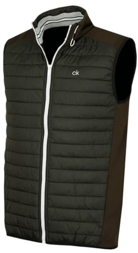Calvin Klein Mens Hybrid Insulate Bodywarmer Golf Gilet | Two front zip pockets Chunky exposed front zip Self fabric hem High loft padding Quilted nylon front panels Moisture wicking