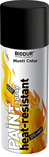 BIODUR Heizkörperlack Emaille-Sprühfarbe 400 ml, Glänz, Schwarz Heizkörper Sprühlack, Heizungsfarbe Lack Korrosionsschutz Hitzefester, Hitzebeständig bis 400°C Rostschutz Wetterbeständig