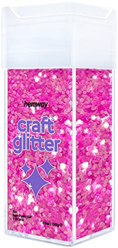 Hemway Craft Glitter Shaker Baby Pink Iridescent 110g Super Chunky | for Resin & Epoxy Crafts, Christmas Art Supplies, Nail, Body, Face, Eye, Festival, Crafting, Slime, Sparkle