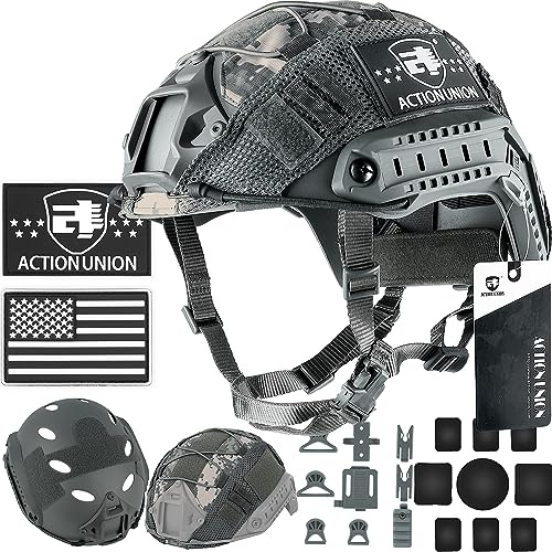 ACTIONUNION Airsoft Helmet Basic Set PJ Type Tactical Paintball Helmet (Large, Grey)