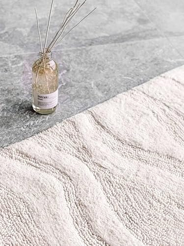 RugVista Breeze Badrumsmatta, Rektangulär, 50 x 80 cm, Vit | Moderna, Medellång lugg, Maskintvätt, Oeko-Tex 100, Halkfri, Badrum