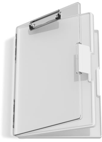 Hnogri Clipboard with Storage, Folder Nursing Clipboards Side Opening, Heavy Duty Clipboard with Dual Compartment Storage Box, Smooth Writing for Work, Office Supplies, School Supplies(White)