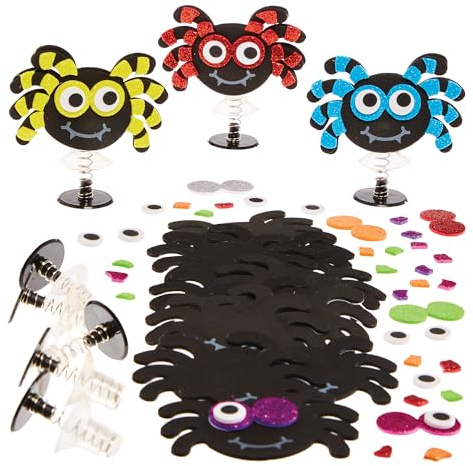 Baker Ross FX197 Kits Saltar Araña - Pack de 8, Kits de manualidades de Halloween para hacer y jugar con los niños