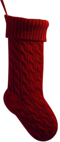 meioro 46cm Große Weihnachtsstrumpf, Kabel Gestrickt Nikolausstrumpf für Kinder, Klassische Weihnachten Befüllen Taschen Kamin Hängende Strümpfe für Familie Urlaub Party Dekorationen (Red,46cm/18”)