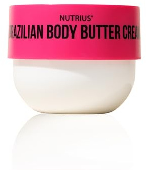 Nutrius Brazilian Body Butter Cream, Berry Bliss Hydrating Body Butter for Dry Skin with Shea Butter and Plant Squalane, Deep Moisturizing Body Cream for Soft Smooth Skin, 6.76 oz