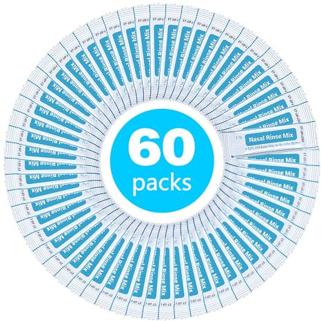NIUQIGE Nasendusche Salz, 60 x Nasendusche Salz für die Nasendusche, Neti Pot Salz, Nasenspülsalz für Erwachsene und Kinder, einzeln verpackt