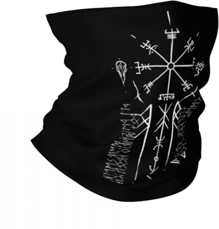 TQWSVUM Viking Vintage Tube Gesichtsmaske Bandana - Nordic Neuheit Gedruckte Grafik Winter Halswärmer Gamasche Sturmhaube Stretch Kopfbedeckung Für Männer Frauen
