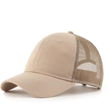 Zylioo Gorra de béisbol grande XXL de 2 tonos, gorra de malla grande para cabezas grandes, gorra de verano bordada ajustable para hombres y mujeres, Malla Caqui, XX-Large