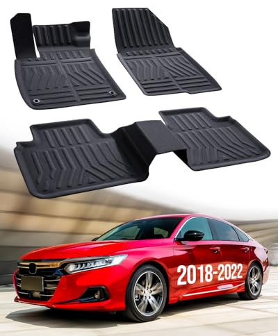 Car Floor Mats for Honda Accord: 2022 2021 2020 2019 2018, All Weather Accessories Rubber Floor Liners Custom Fit for Accord 10th Gen Gas & Hybrid Model Front Rear Carpet 5 Seat Sedan (3PCS, Black)
