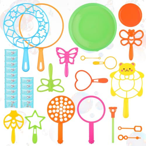 Seifenblasen Kinder,18 Stück Mini Seifenblasen Set mit Tablett & Seifenblasenstab & Seifenblase Blasringe Klein Bubble Maker Spielzeug für Kinder Sommer im Freien Aktivität,Geburtstag,Party,Hochzeit