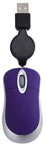 KBOLAE Ratón de computadora con cable óptico, bonito y telescópico, retráctil, cable USB, diseño ergonómico, ajustable, ratones para juegos, oficina, niños, color morado