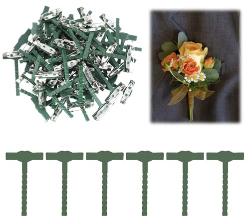 QingWing 90 Stück T Plastikbrosche, Grüne, Dreieck Anstecknadel Hochzeit, DIY Set für Hochzeit, Boutonniere Nadeln, Zubehör Hochzeiten, Boutonniere Nadeln, Zubehör Kleidung, Geeignet für Hochzeiten