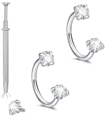 Briana Williams 2-3 st septum piercingsmycken 18 g internt gängad hästsko näsring för kvinnor män CZ, tragus piercing rostfritt stål näsringar - guld, silver, 18G, Rostfritt stål, Kubisk zirkon